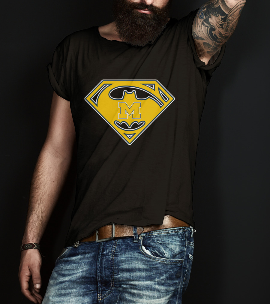 Michigan Wolverines Batman Superman Logo Icon T-Shirt