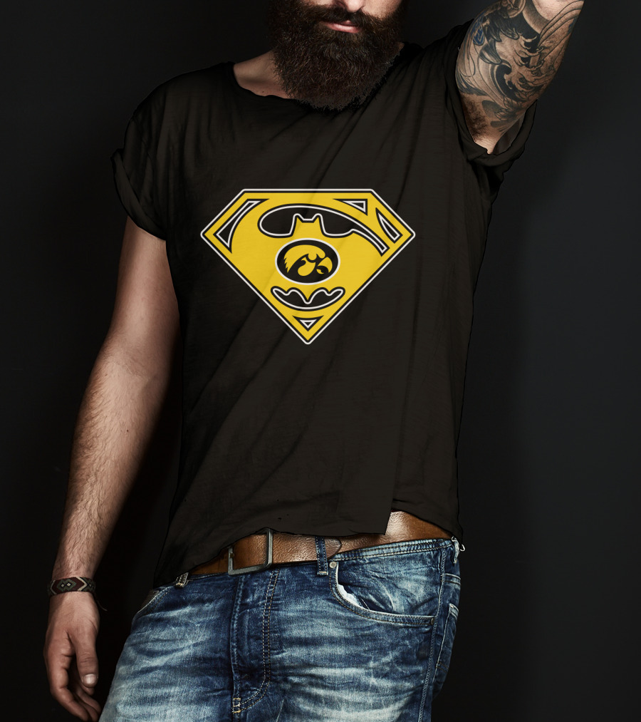Iowa Hawkeyes Superman Batman Logo Combination T-Shirt