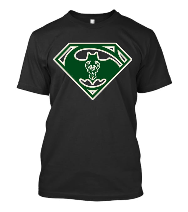 Milwaukee Bucks Batman Superman Logo Fusion T-Shirt
