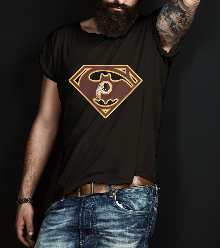 Washington Redskins Superman Batman Logo Mix T-Shirt