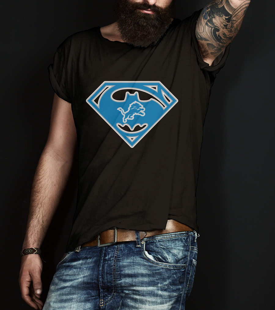 Detroit Lions Superman Batman T-Shirt