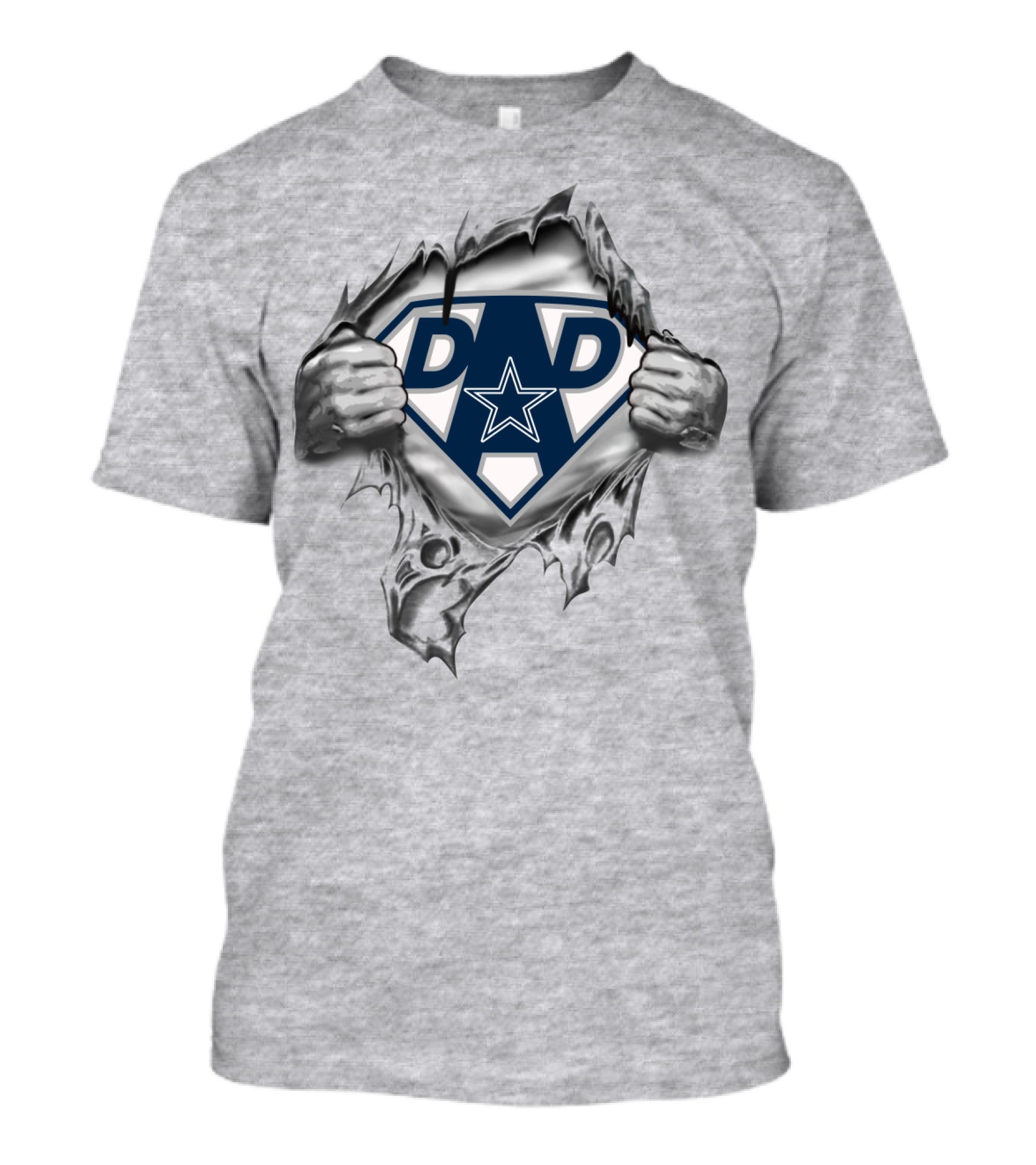 Dallas Cowboys Super Dad Star Badge With Ripped Effect T-Shirt