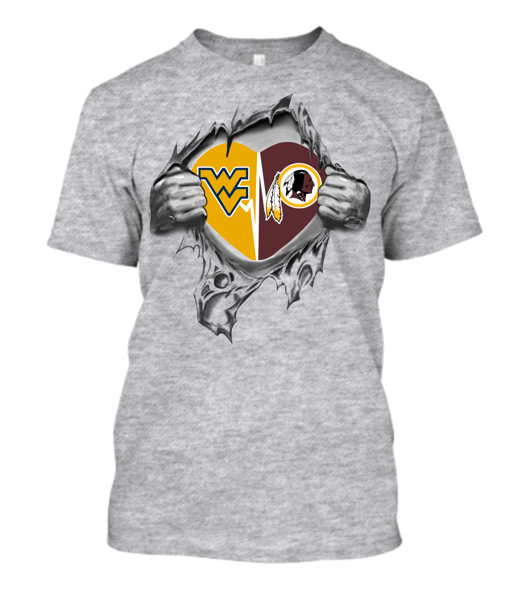 West Virginia Mountaineers Redskins Heart Tear T-Shirt