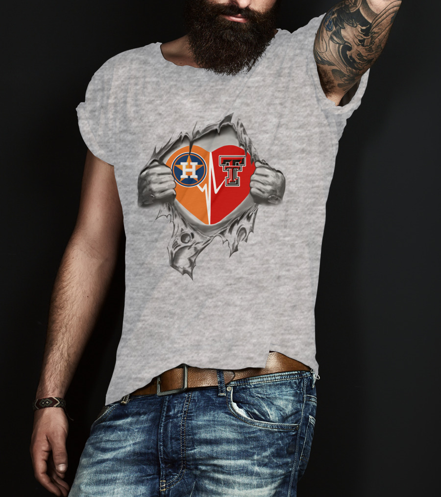 Houston Astros Texas Tech Red Raiders Heartbeat T-Shirt
