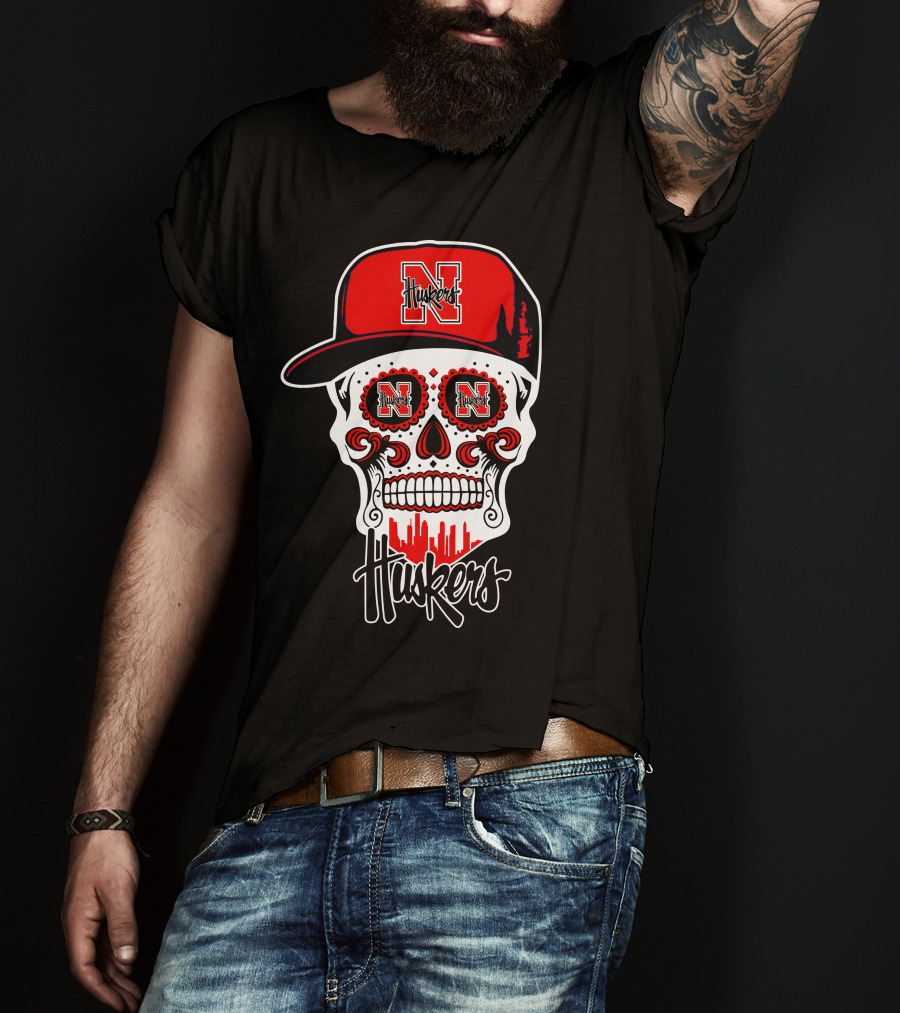 Huskers Skull Nebraska Cornhuskers Cap T-Shirt