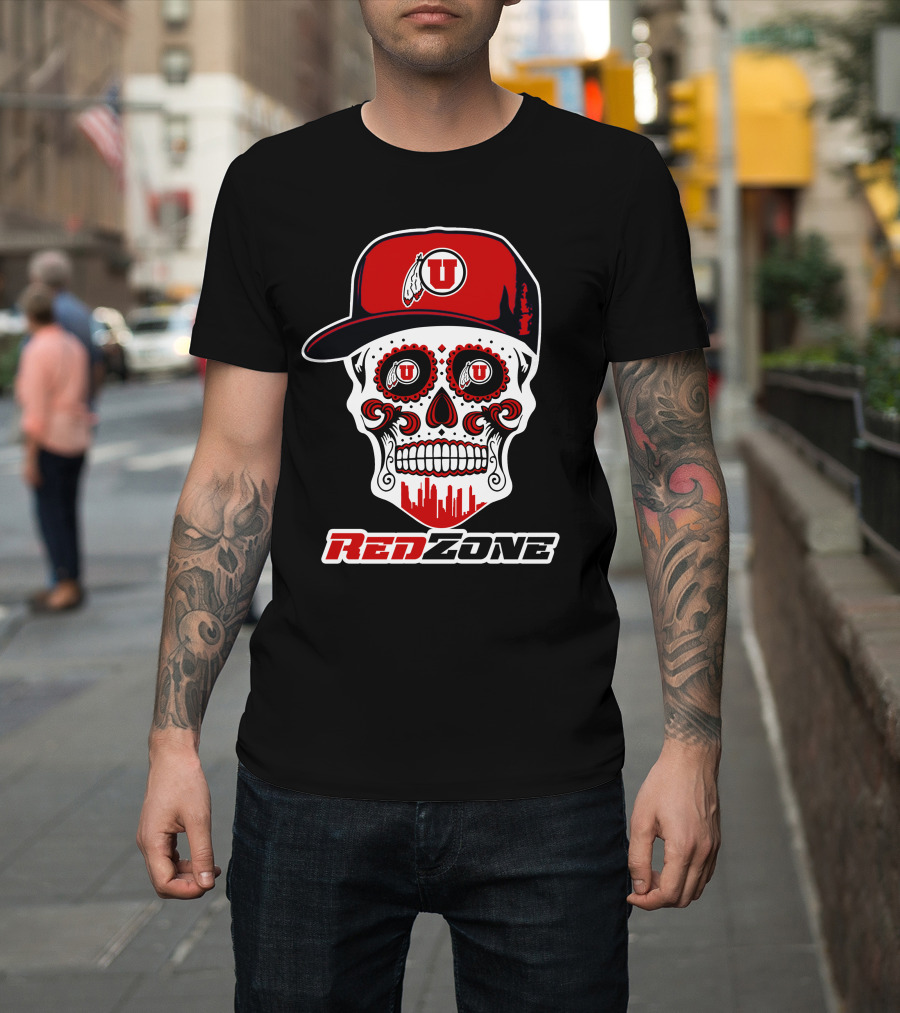 Red Zone Utah Utes Skull Cap T-Shirt