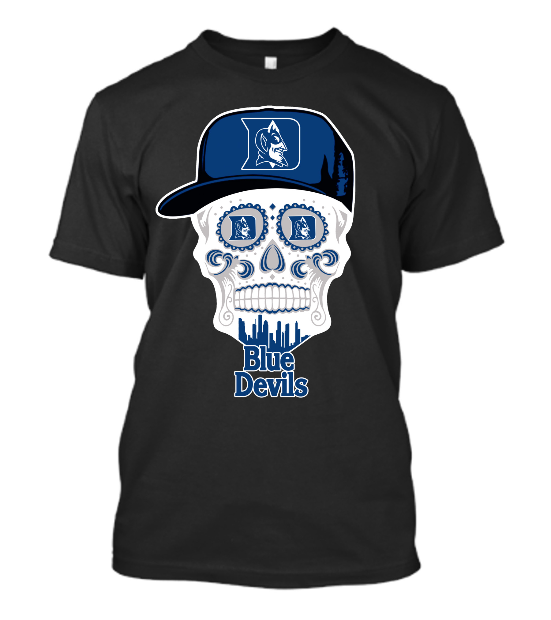 Duke Blue Devils Skull Hat T-Shirt