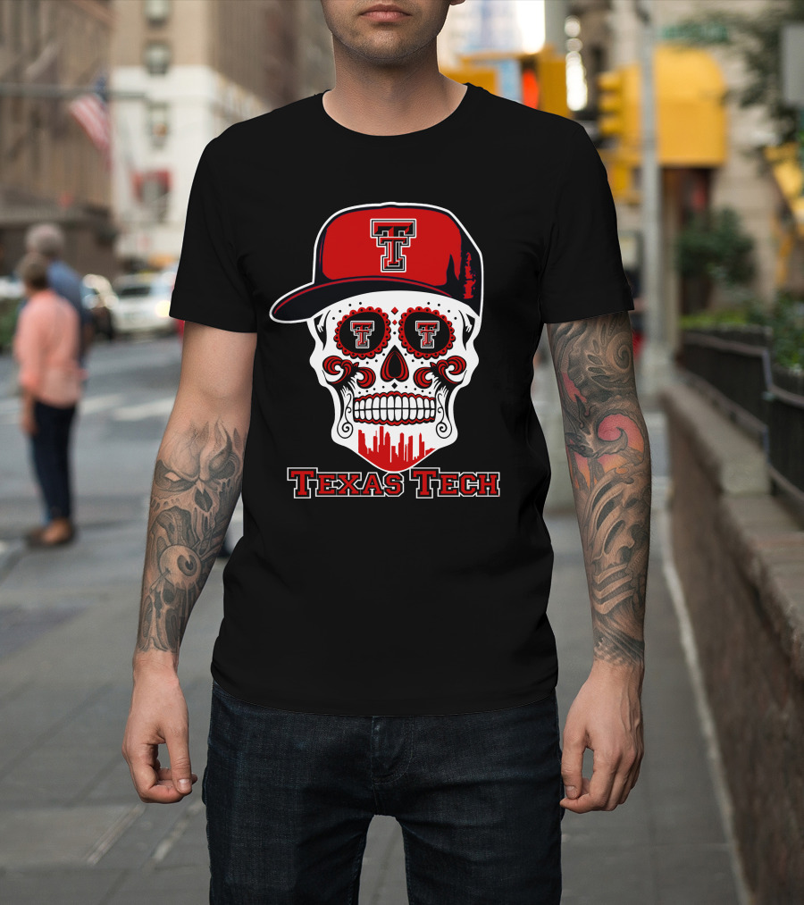 Texas Tech Red Raiders Skull With Hat T-Shirt