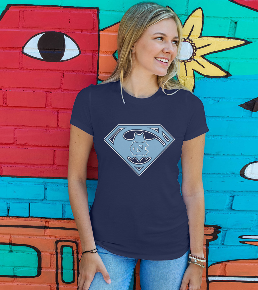 North Carolina Tar Heels Superman Batman Logo Mashup T-Shirt