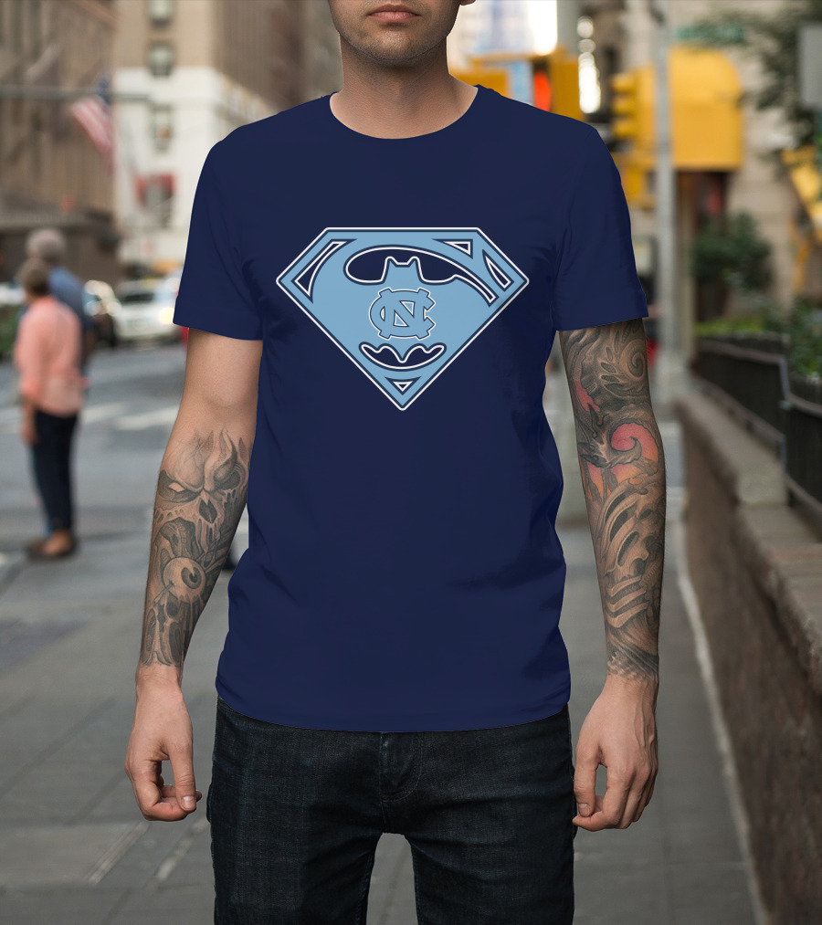 North Carolina Tar Heels Superman Batman Logo Mashup T-Shirt