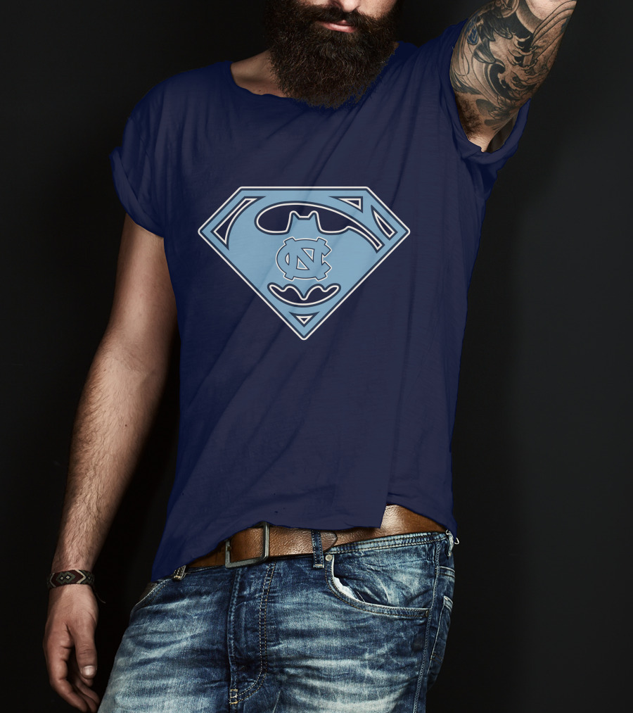 North Carolina Tar Heels Superman Batman Logo Mashup T-Shirt