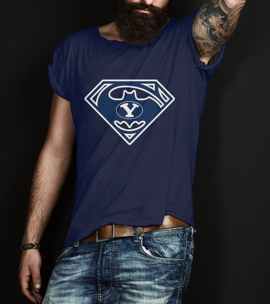 Batman Superman Byu Cougars Shield T-Shirt