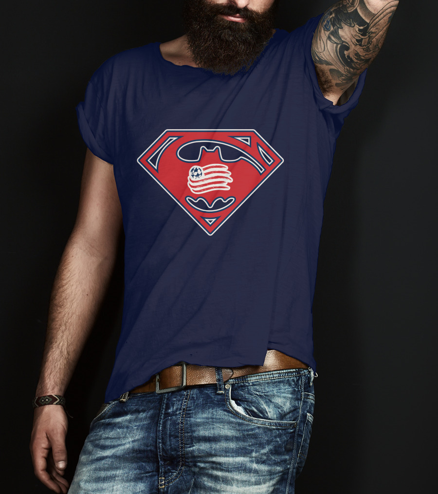 New England Revolution Superman Batman Logo Combination T-Shirt