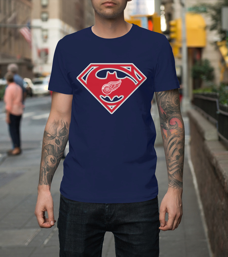Detroit Red Wings Superman Batman Logo Mashup T-Shirt