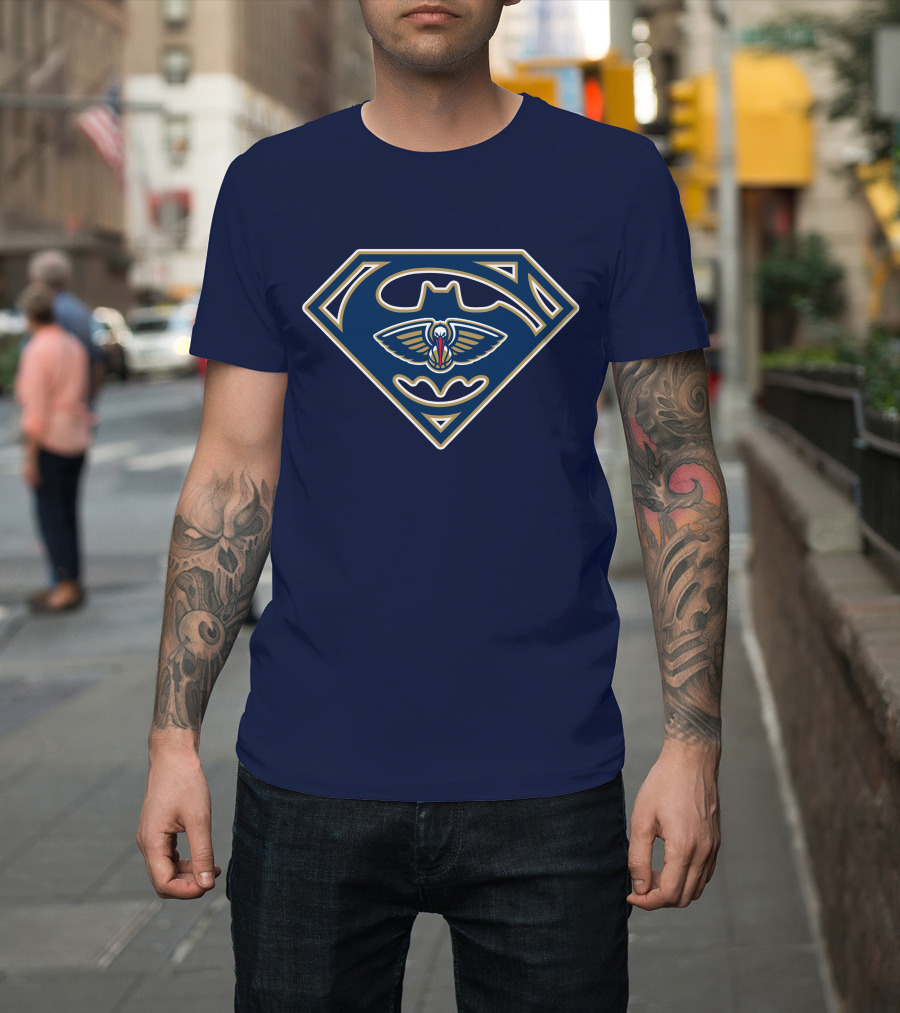 New Orleans Pelicans Batman Superman Emblem Mashup 172 T-Shirt