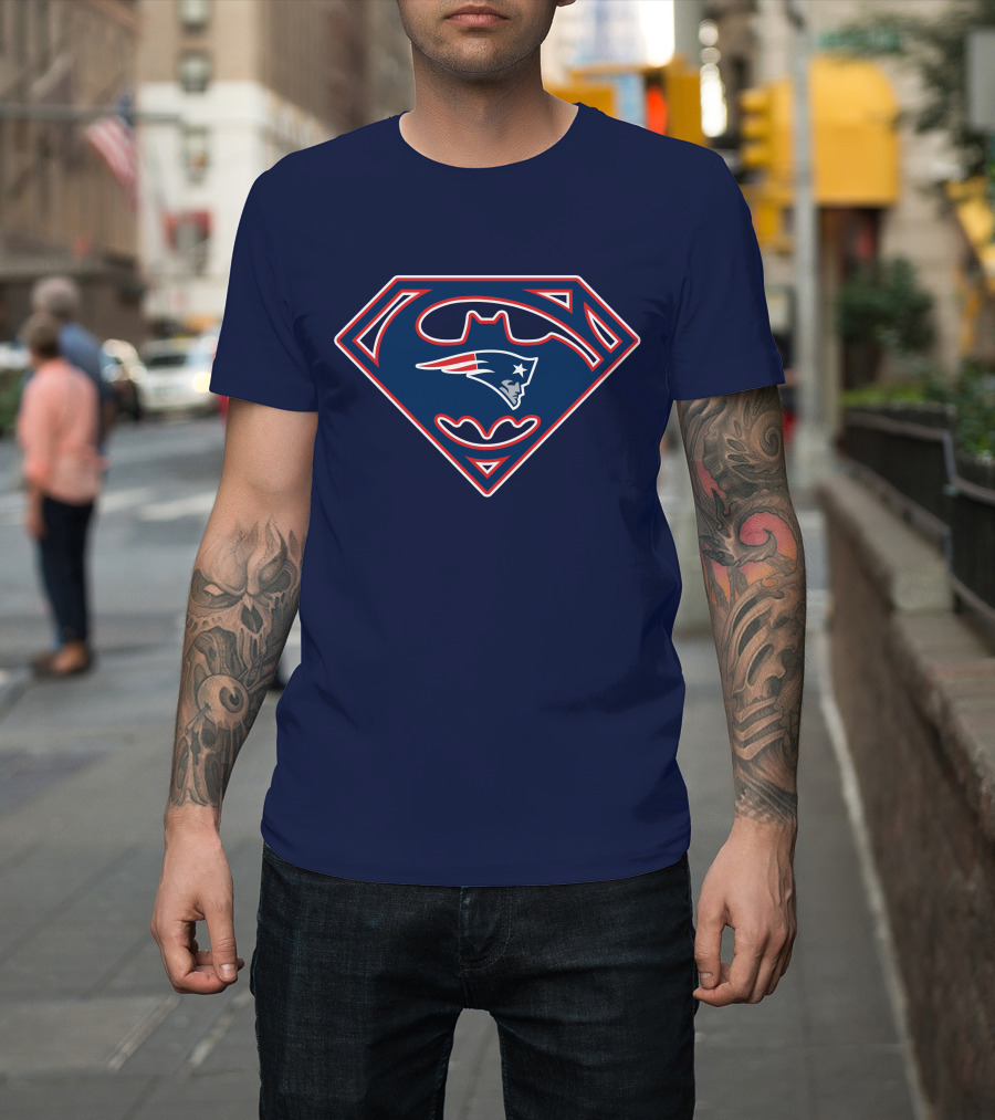 Superman Batman New England Patriots Combo T-Shirt