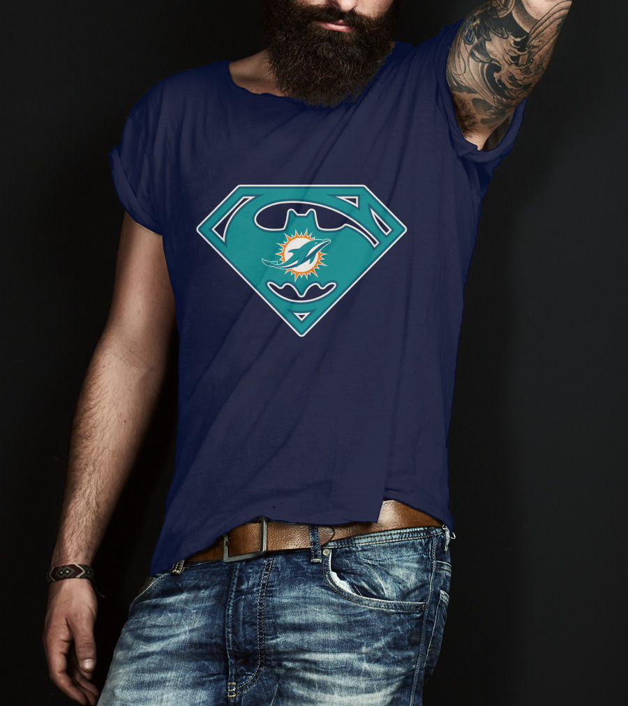 Miami Dolphins Superman Batman Logo Mashup T-Shirt