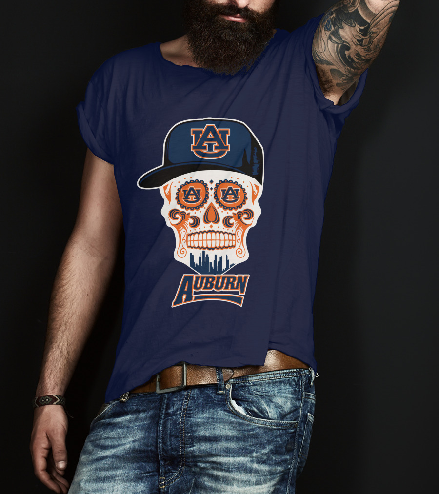 Auburn Tigers Skull With Au Logo And Cap T-Shirt