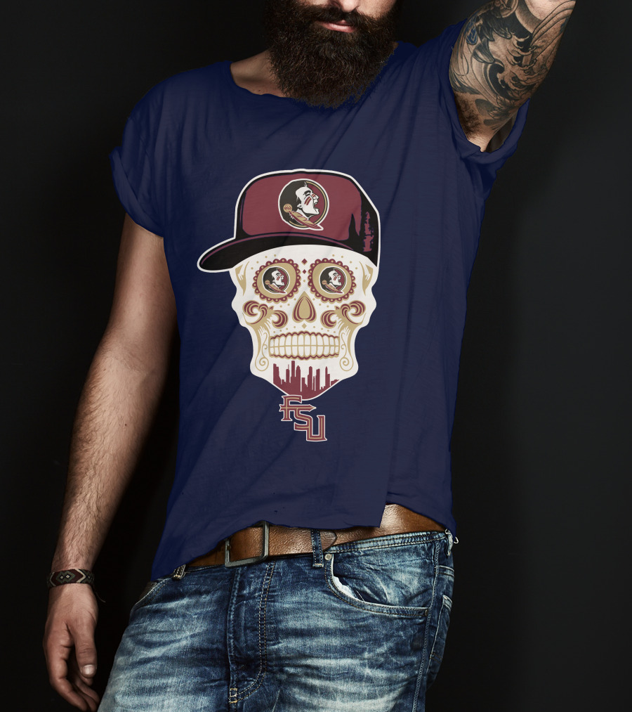 Florida State Seminoles Fsu Skull With Hat T-Shirt