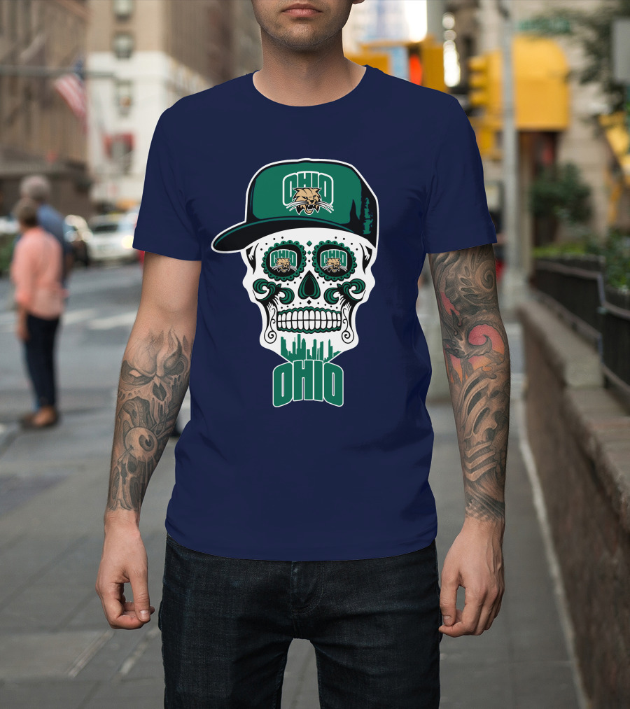 Ohio Bobcats Sugar Skull Urban Cap T-Shirt