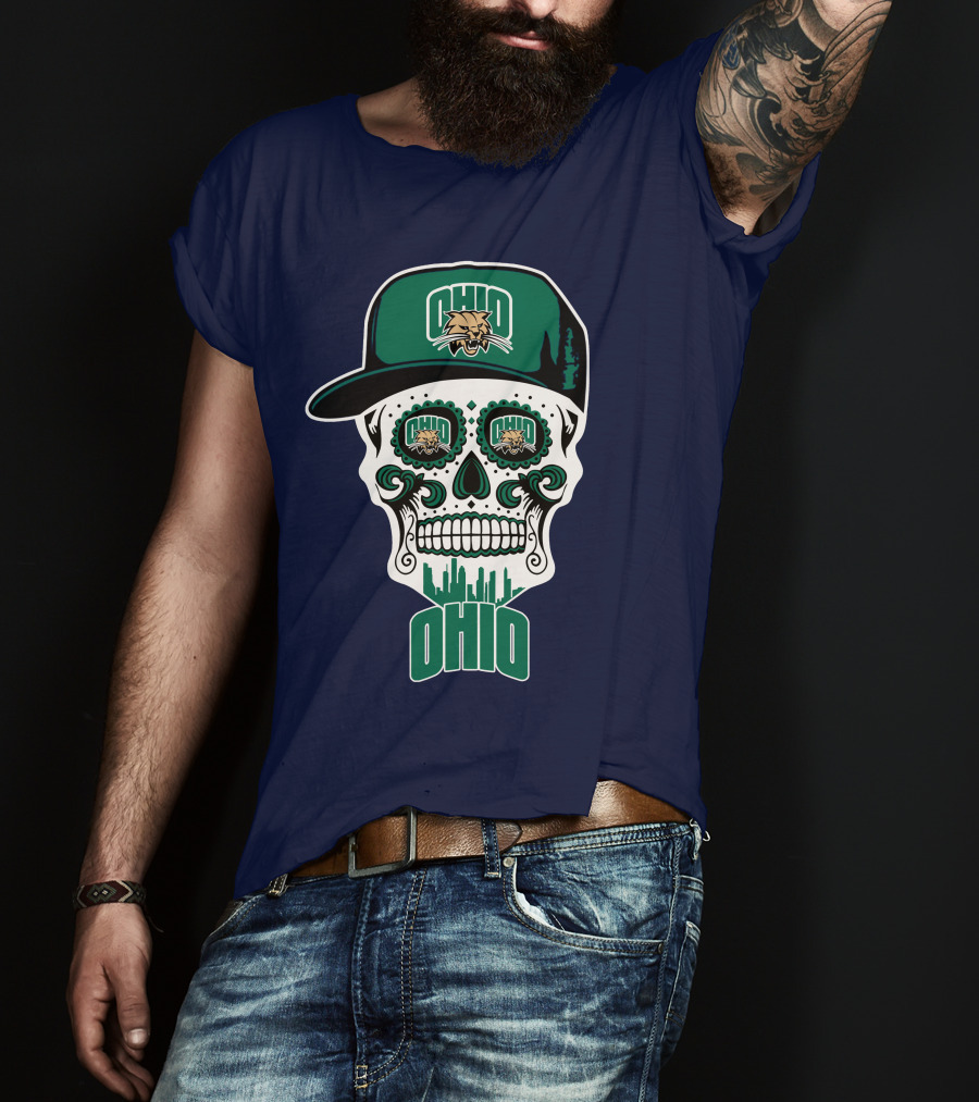 Ohio Bobcats Sugar Skull Urban Cap T-Shirt