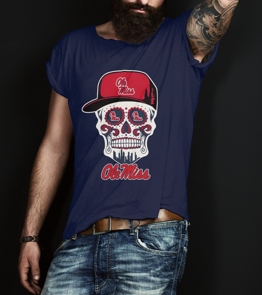 Ole Miss Sugar Skull Cap T-Shirt