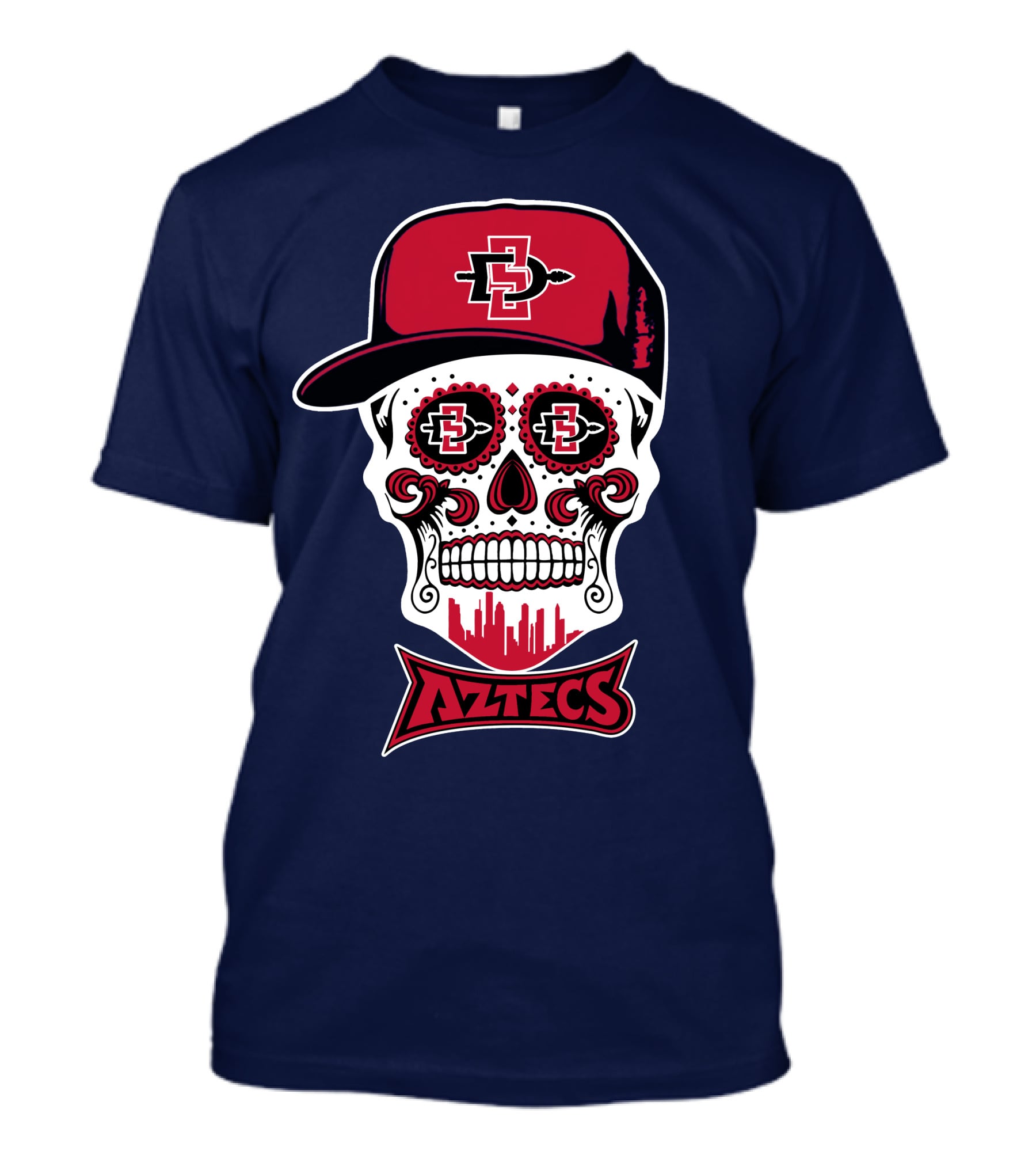 San Diego State Aztecs Skull Cap Icon With Sd Skyline T-Shirt