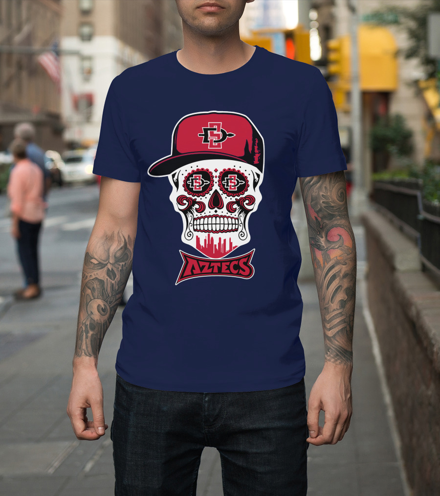 San Diego State Aztecs Skull Cap Icon With Sd Skyline T-Shirt