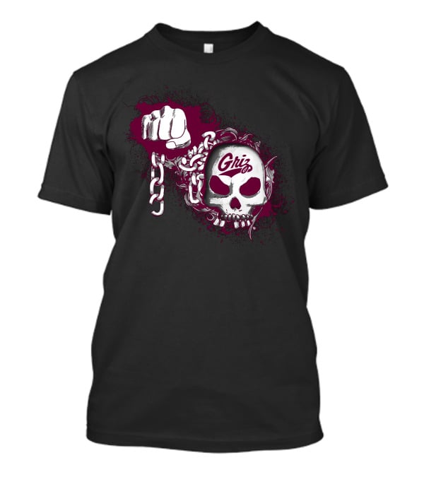 Montana Grizzlies Griz Skull And Chain Fist T-Shirt