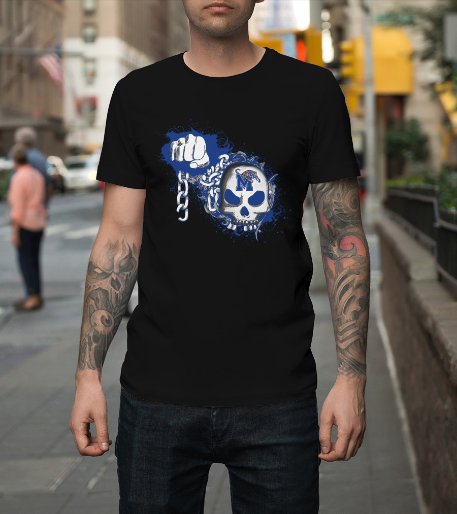 Memphis Tigers Skull With Fist And Chains T-Shirt