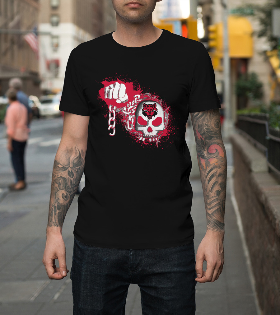 Arkansas State Red Wolves Skull And Chain T-Shirt