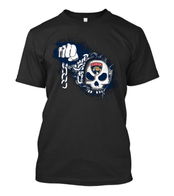 Florida Panthers Skull And Chains Motif T-Shirt