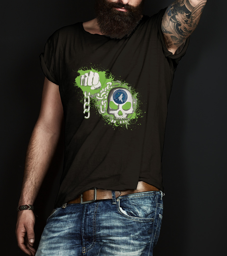 Minnesota Timberwolves Skull Fist And Chains T-Shirt