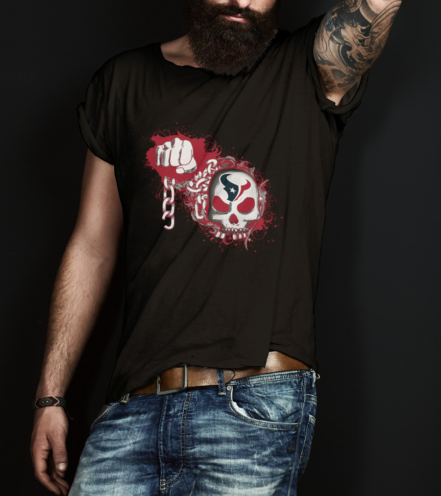 Houston Texans Skull Chains Fist T-Shirt