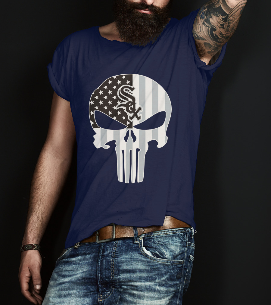 Chicago White Sox American Flag Punisher Skull T-Shirt
