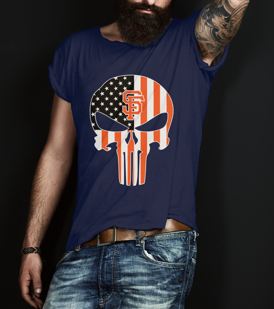 San Francisco Giants Punisher Skull American Flag T-Shirt