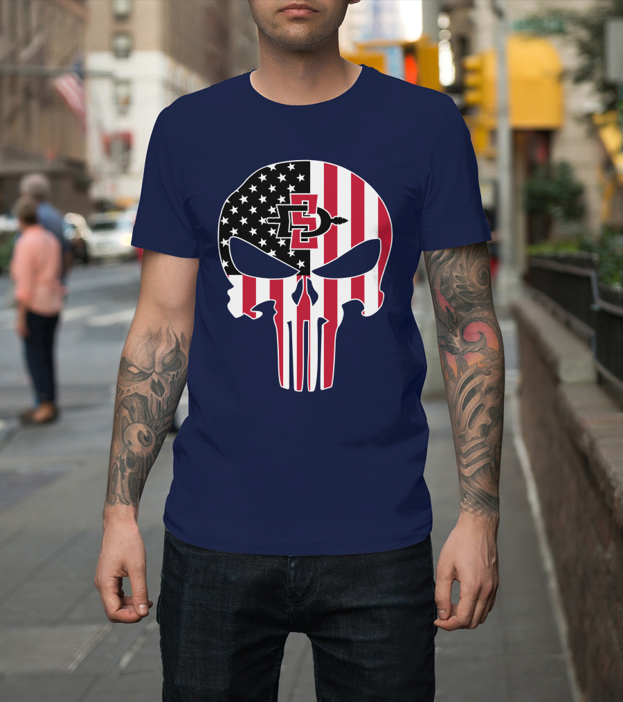 American Flag Skull San Diego State Aztecs 27 The Punisher T-Shirt