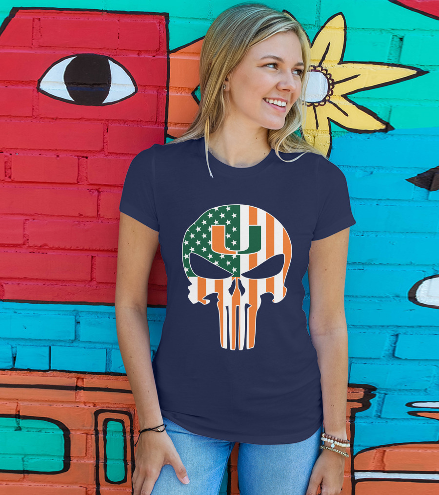 Miami Hurricanes American Flag U The Punisher T-Shirt