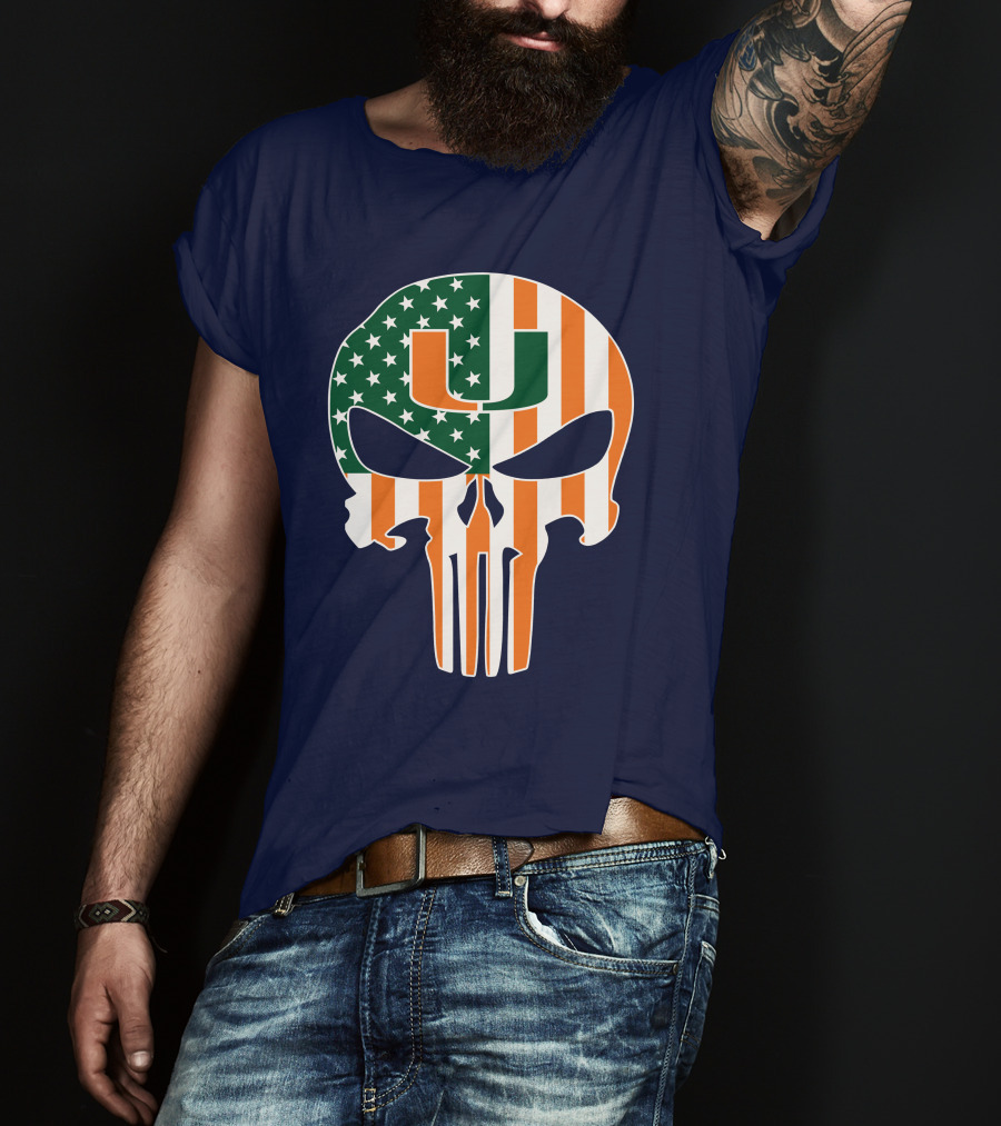 Miami Hurricanes American Flag U The Punisher T-Shirt