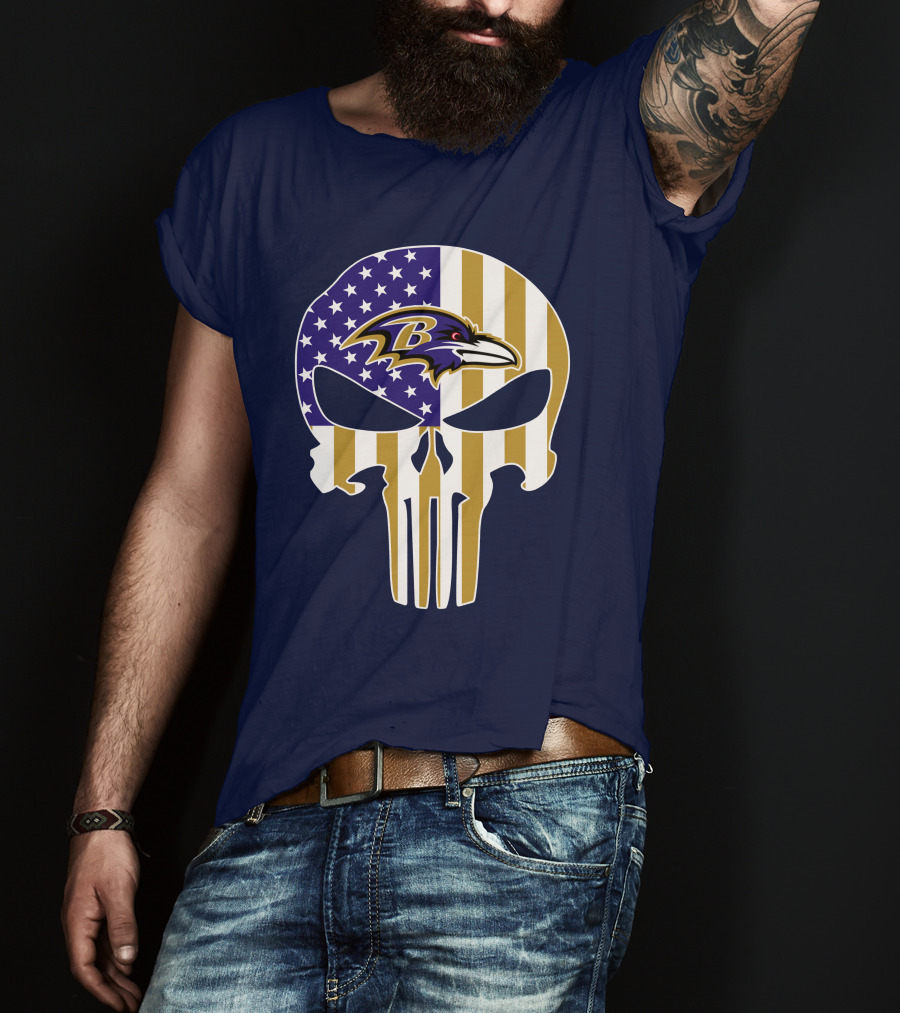 Baltimore Ravens Punisher American Flag T-Shirt