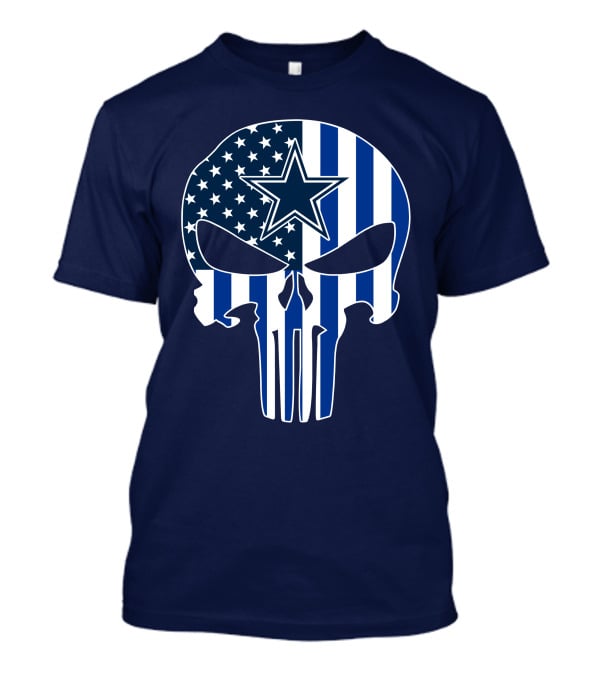Dallas Cowboys The Punisher Skull American Flag Star Nfl T-Shirt
