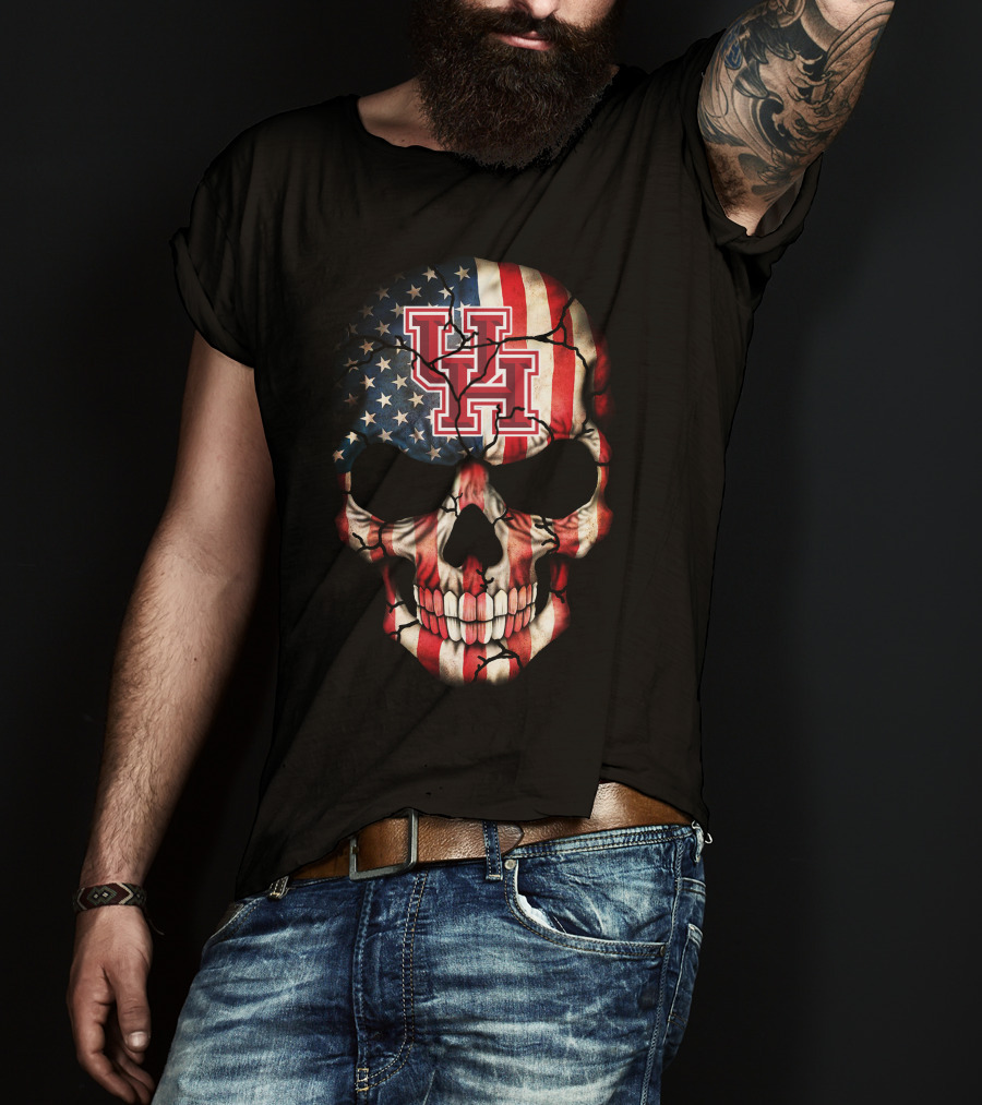 Uh Skull American Flag 86 Houston Cougars T-Shirt