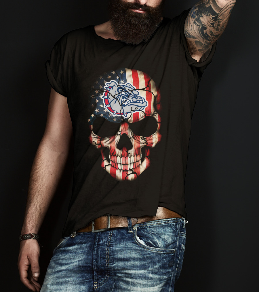 Gonzaga Bulldogs American Flag Skull T-Shirt