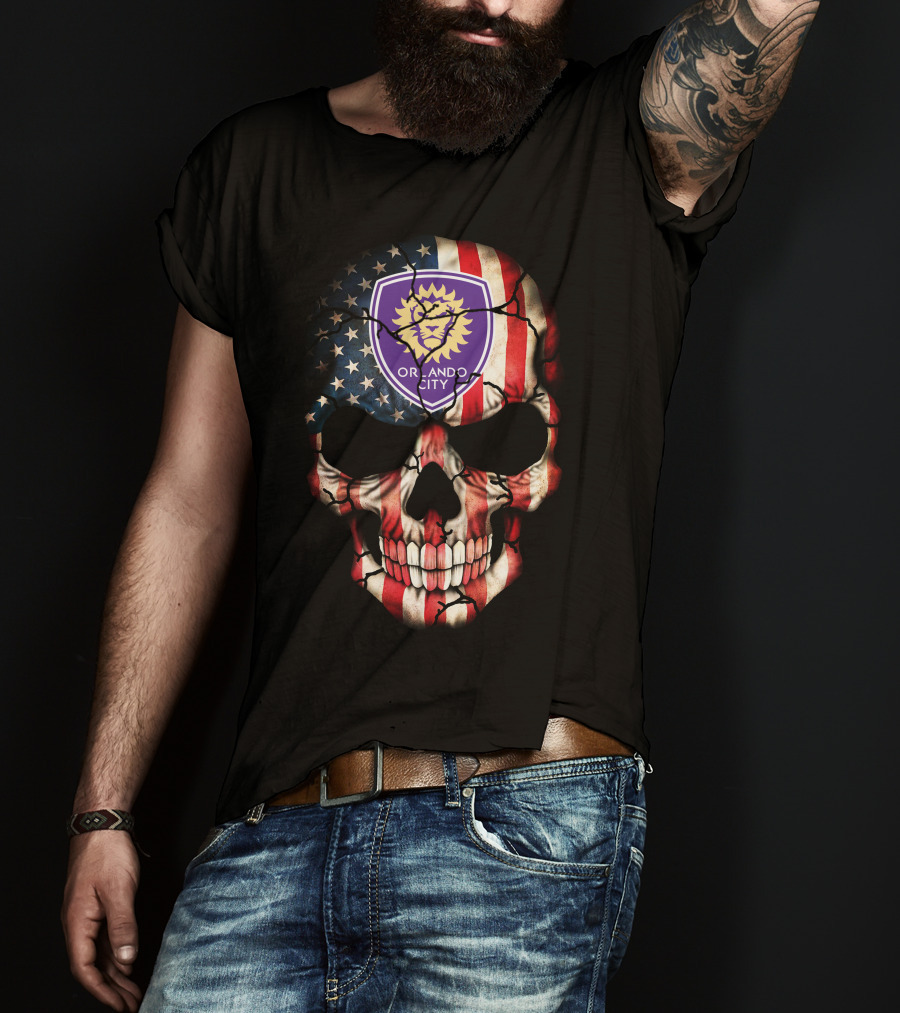 Orlando City Sc American Flag Skull T-Shirt