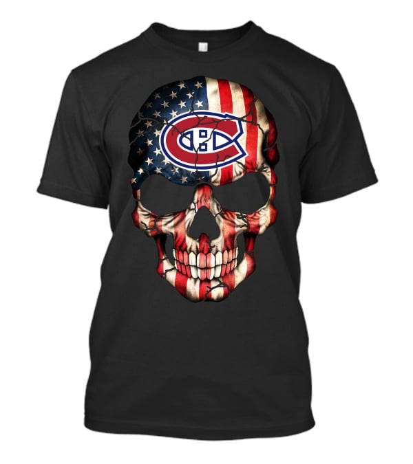 Montreal Canadiens Skull American Flag T-Shirt