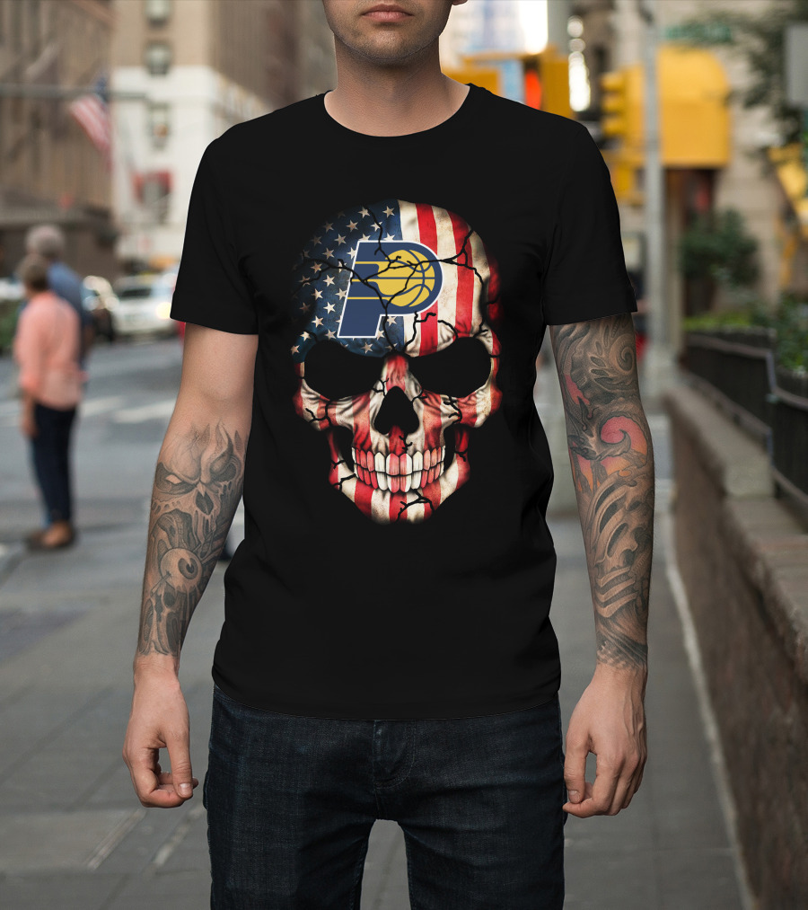 Indiana Pacers American Flag Skull T-Shirt