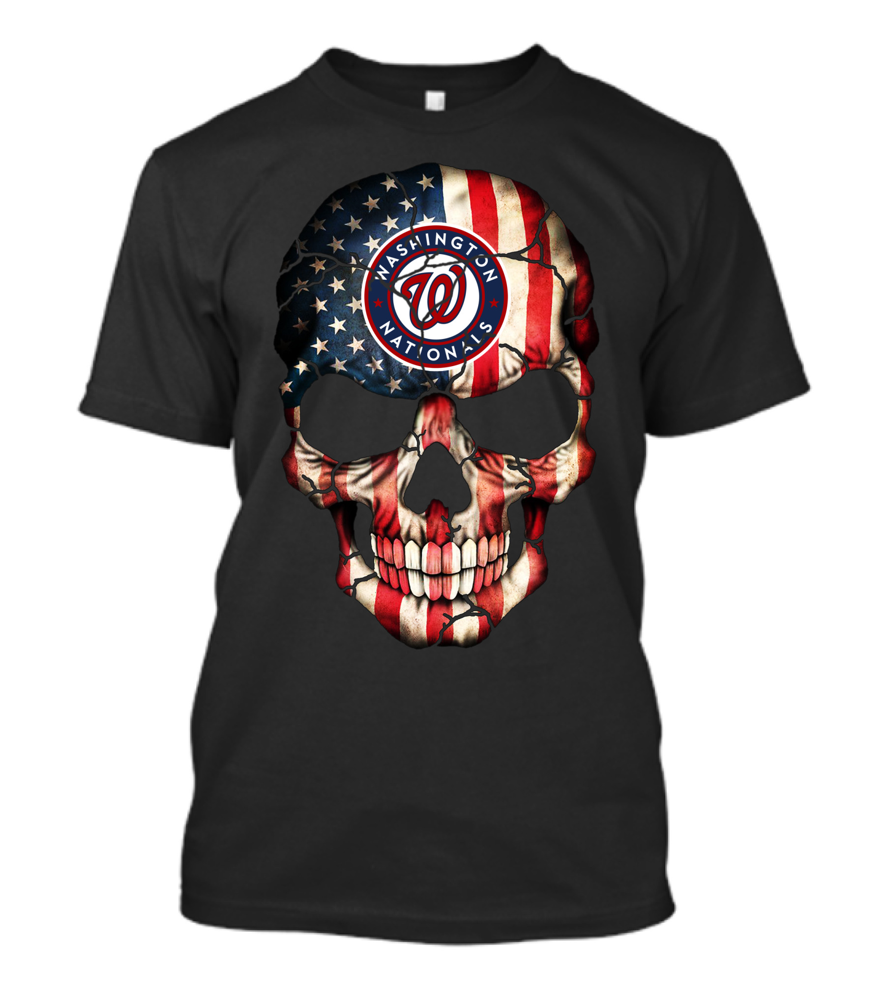 Washington Nationals American Flag Skull T-Shirt