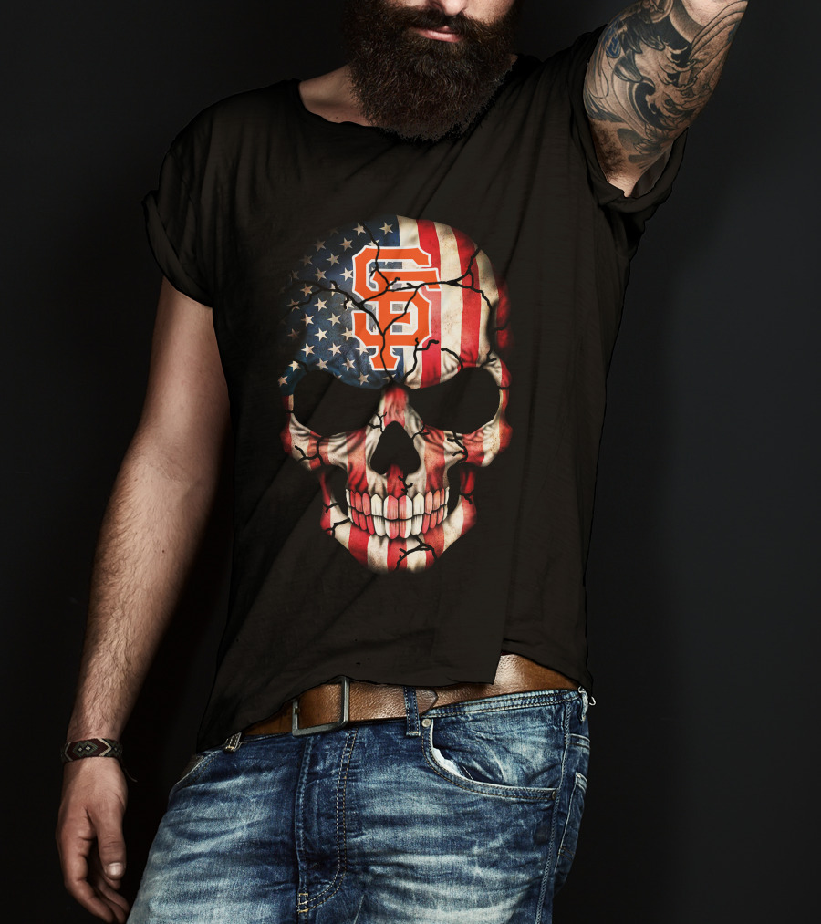 San Francisco Giants American Flag Skull T-Shirt
