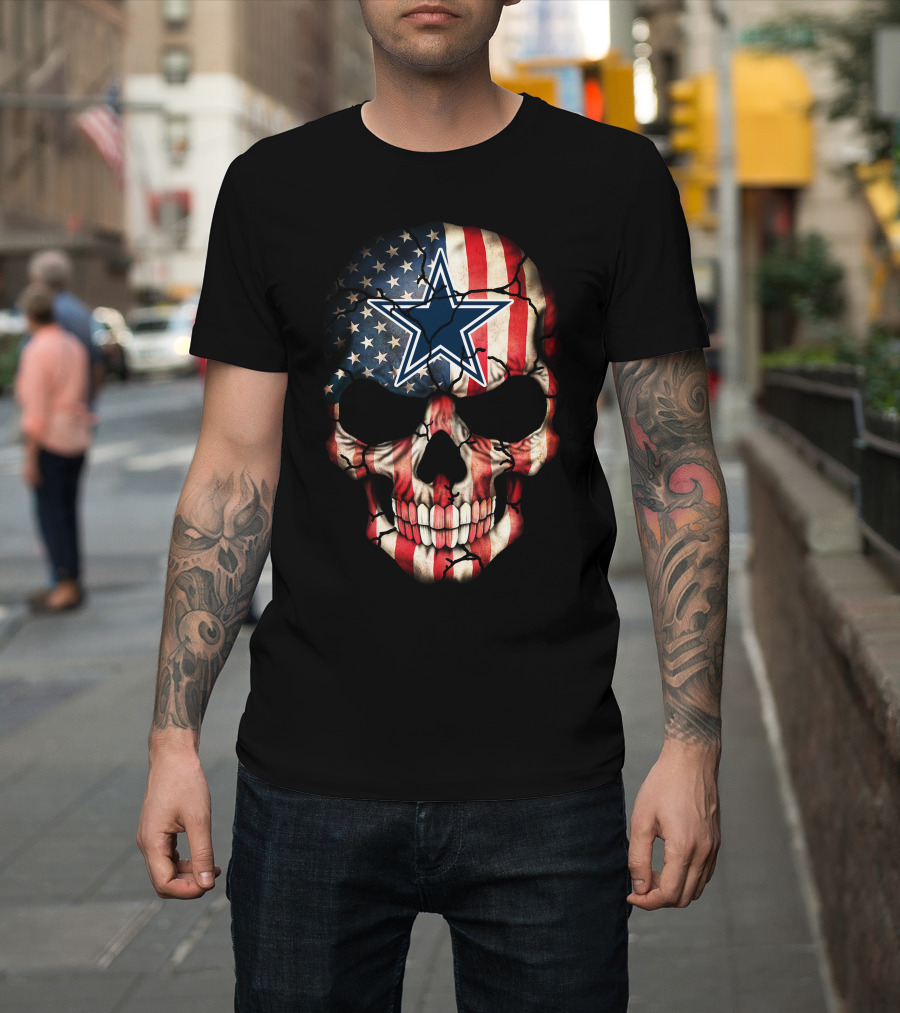 Dallas Cowboys American Flag Skull T-Shirt