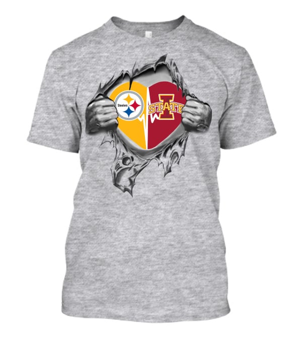 Steelers Iowa State Cyclones Heart Logo Combo T-Shirt